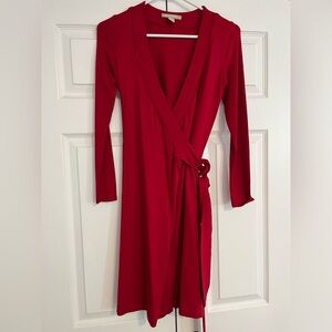 Banana Republic Vibrant Red Long Sleeve Wrap Dress